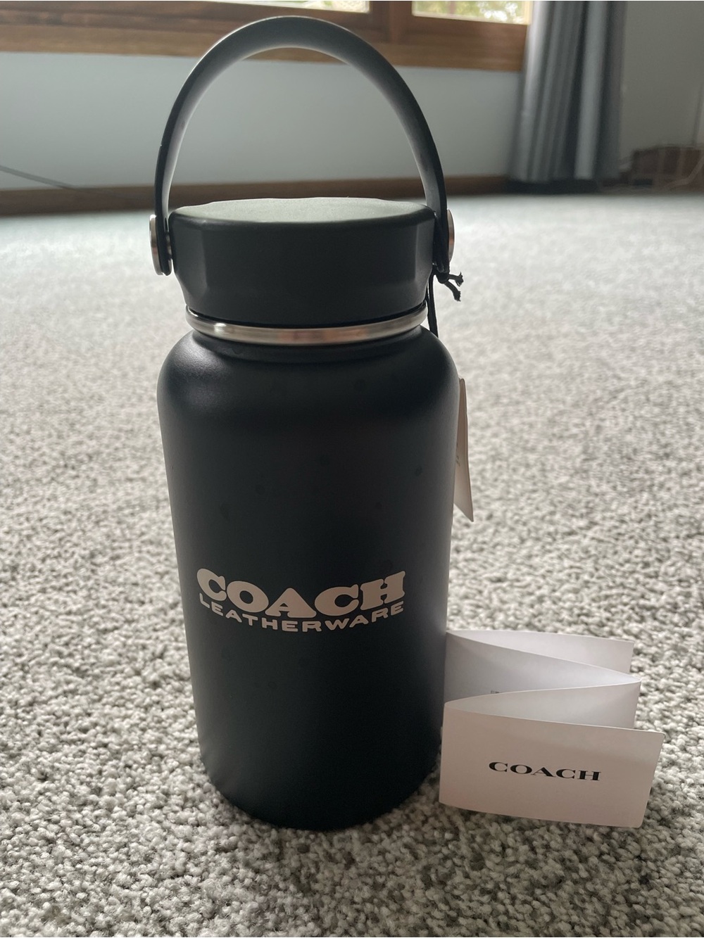 Coach Matte Black Insulated Water Bottle